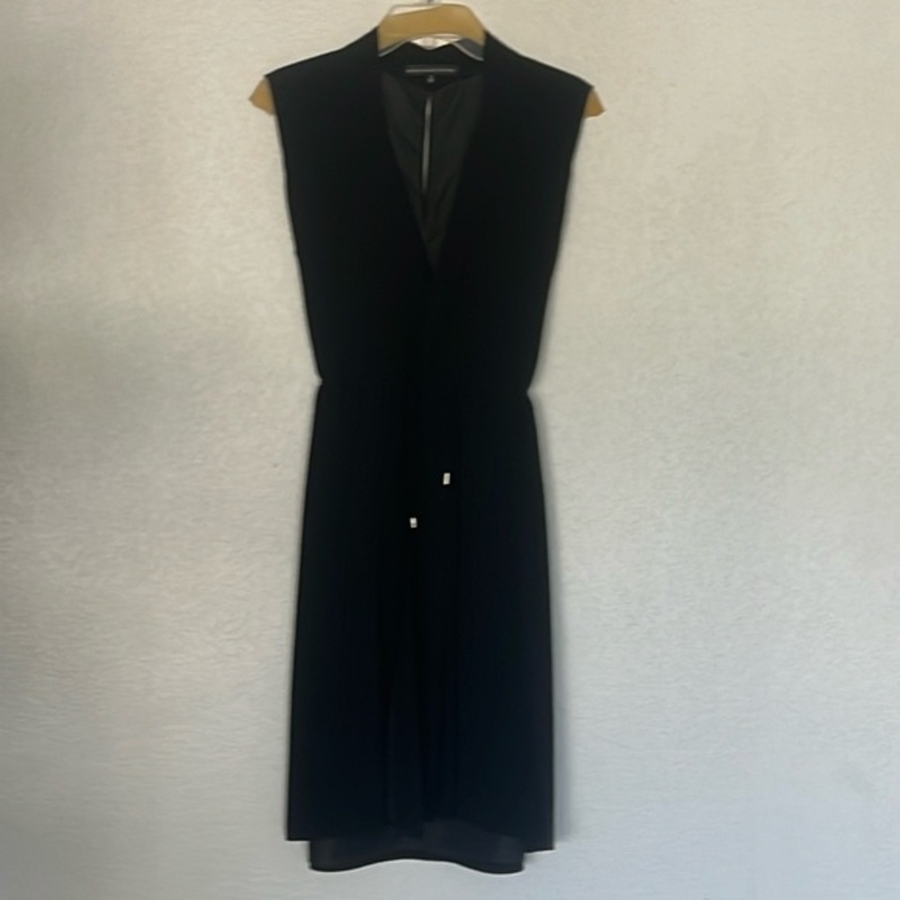 Black Crepe Calvin Klein Wrap Dress with Elastic Belt